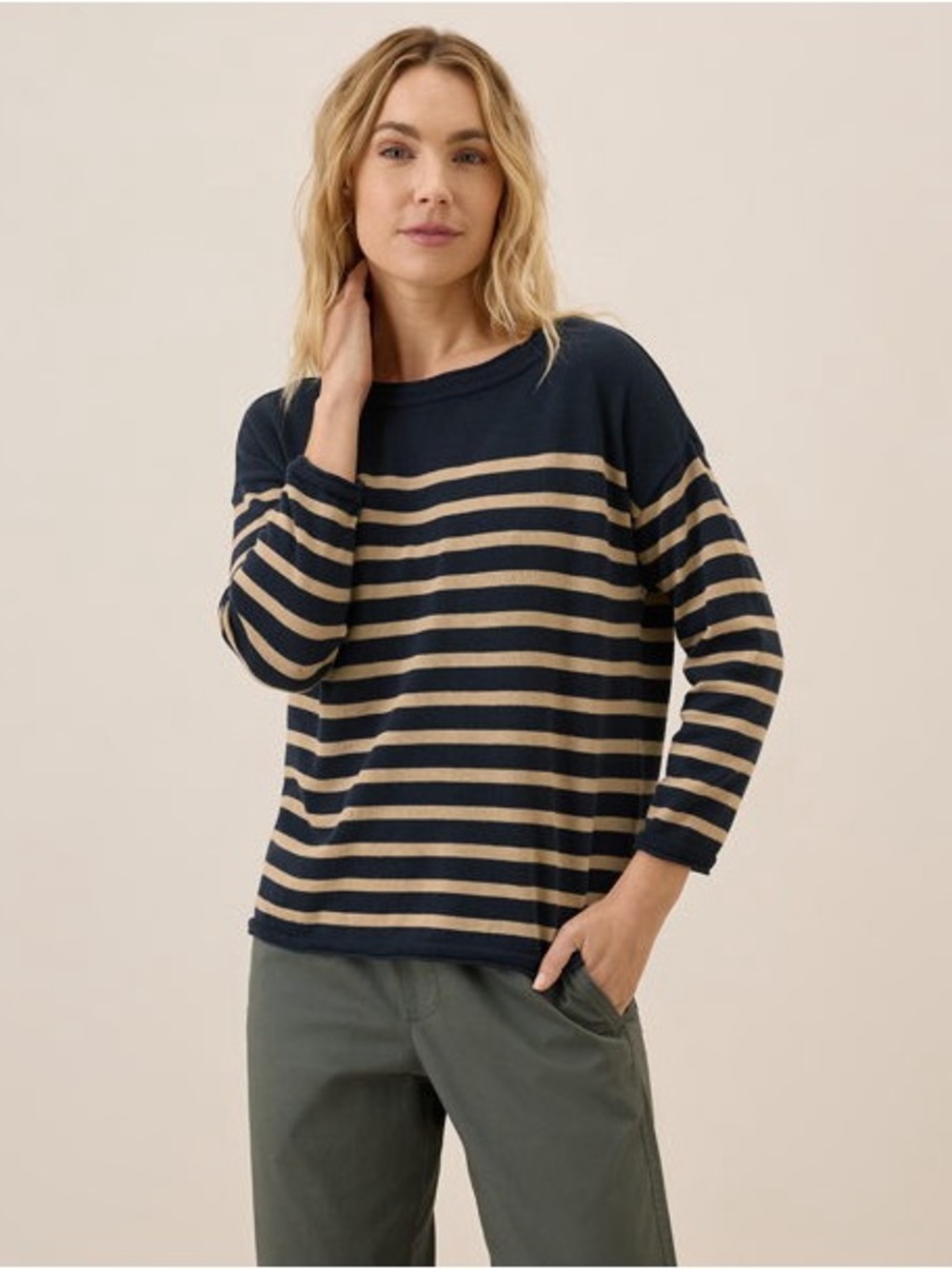 Pact Fine Knit Organic Cotton Wide Neck Sweater Long Sleeve Lightweight Size XL